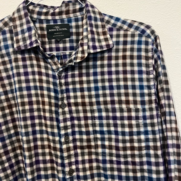 Rodd & Gunn Men's Sports Fit Woven In Italy Blue/Purple Button Shirt Size XL EUC - Picture 3 of 5